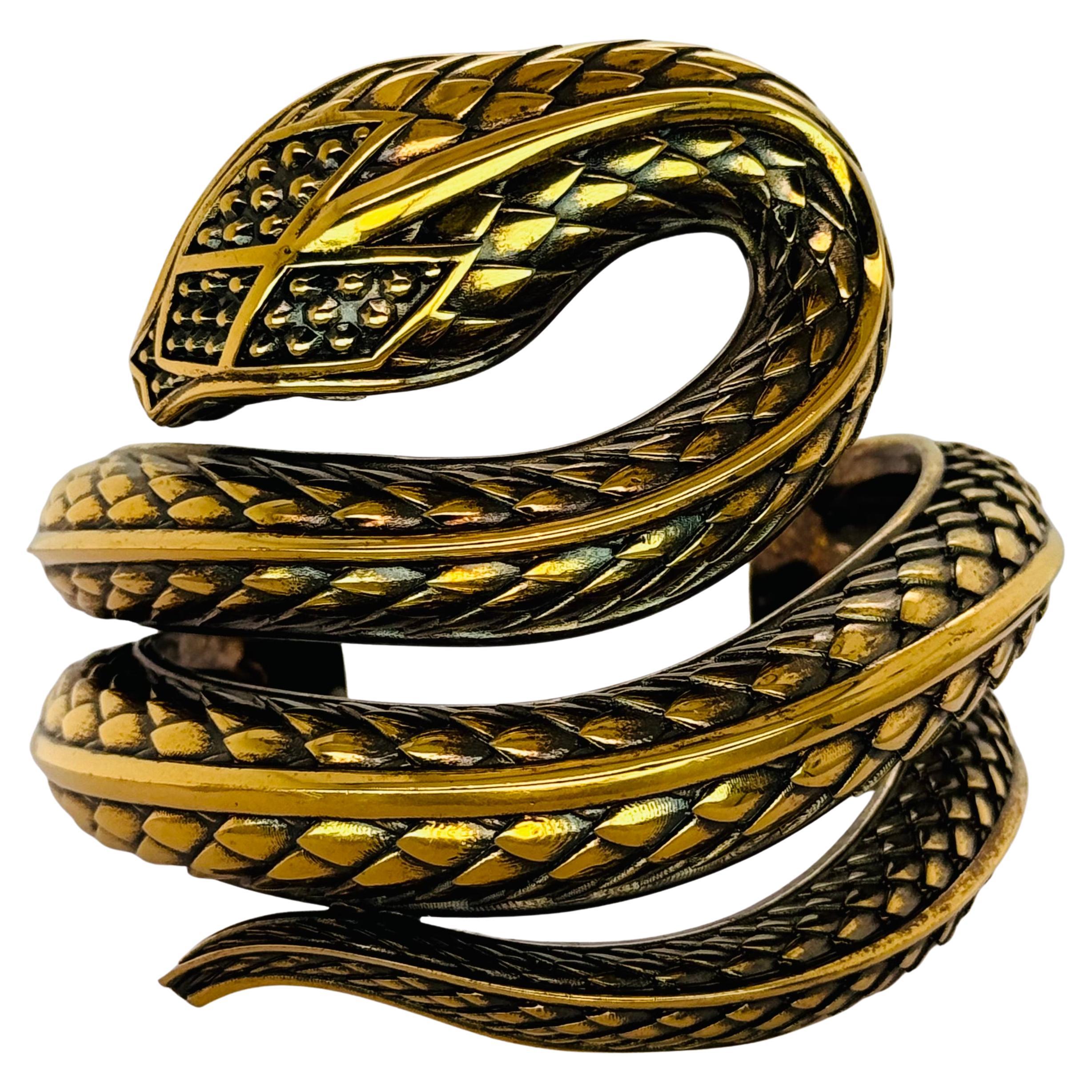 Snake Cuff Bracelet Roberto Cavalli Vintage Gold For Sale