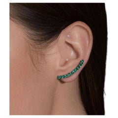 Emerald White Gold Plated Black Rhodium Stud Earrings