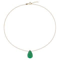Natural Colombian Emerald Pendant in 14K Yellow Gold