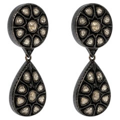 Vintage-Ohrhänger aus Schwarzrhodium mit Diamanten