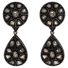 Vintage-Ohrhänger aus Schwarzrhodium mit Diamanten