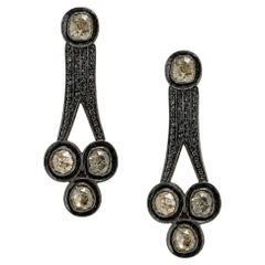 Vintage Black Rhodium & Diamond Dangle Drop Earrings