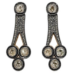 Vintage Black Rhodium & Diamond Dangle Drop Earrings