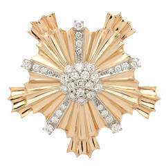 Tiffany & Co. Diamond Gold Folded Ribbon Brooch
