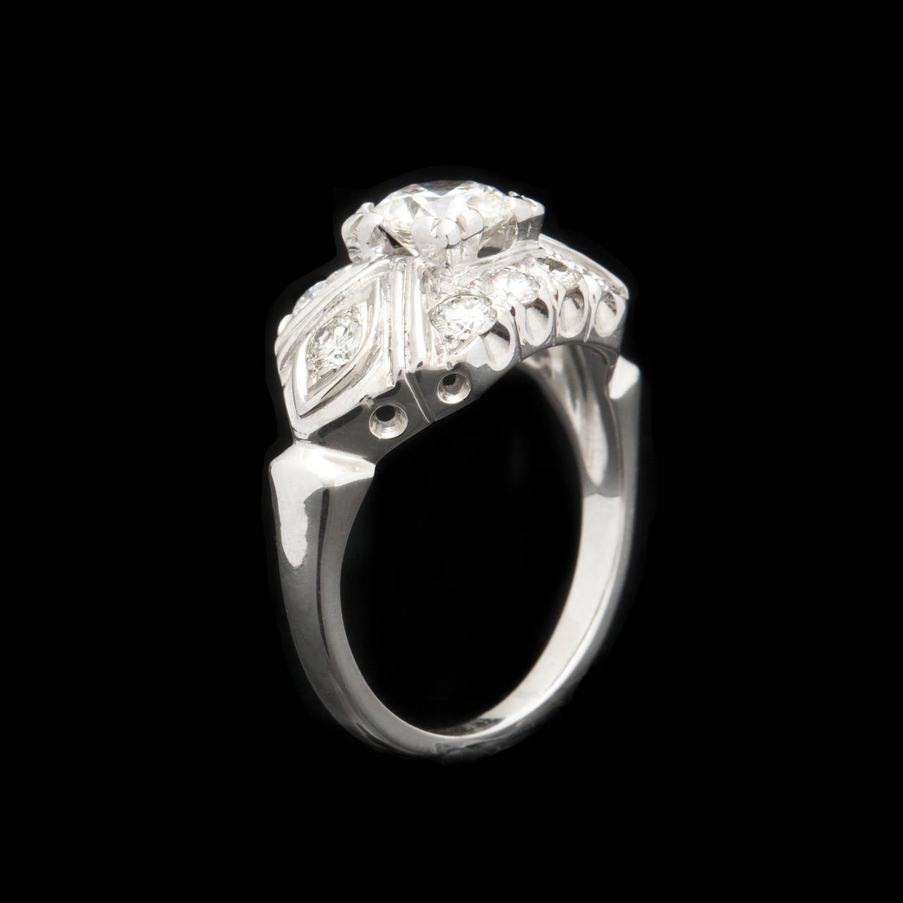 Women's 0.74 Carat Old European Cut Diamond Gold Ring For Sale