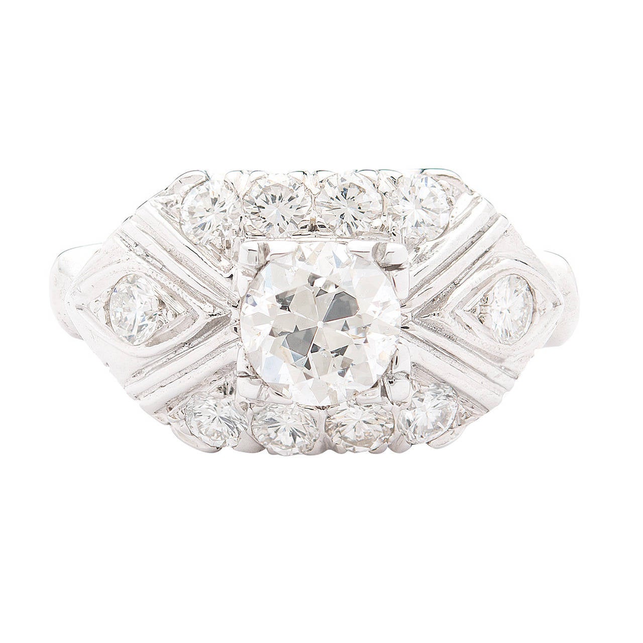 Bague en or avec diamant taille vieille Europe de 0,74 carat en vente