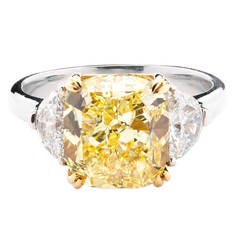 Natural Fancy Intense 5.01 Carat Yellow Diamond Gold Ring 7