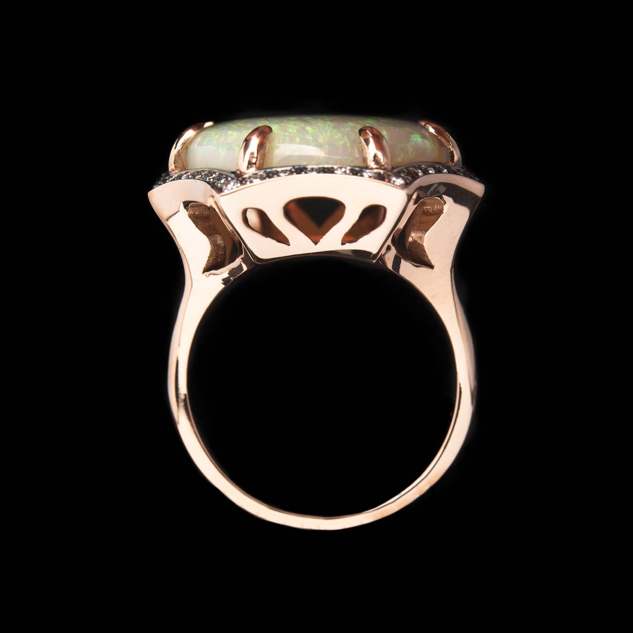 Exceptional 11 Carat Opal Diamond Rose Gold Ring In New Condition In San Francisco, CA