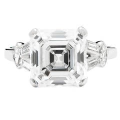 3.68 Carat Asscher Cut Diamond Platinum Ring