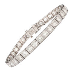 Vintage Art Deco Diamond Platinum Straight Line Bracelet