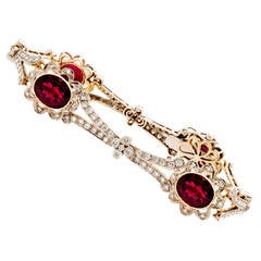 Rubelite Diamond Gold Floral Bracelet 4