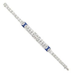 Art Deco Diamond Sapphire Platinum Bracelet