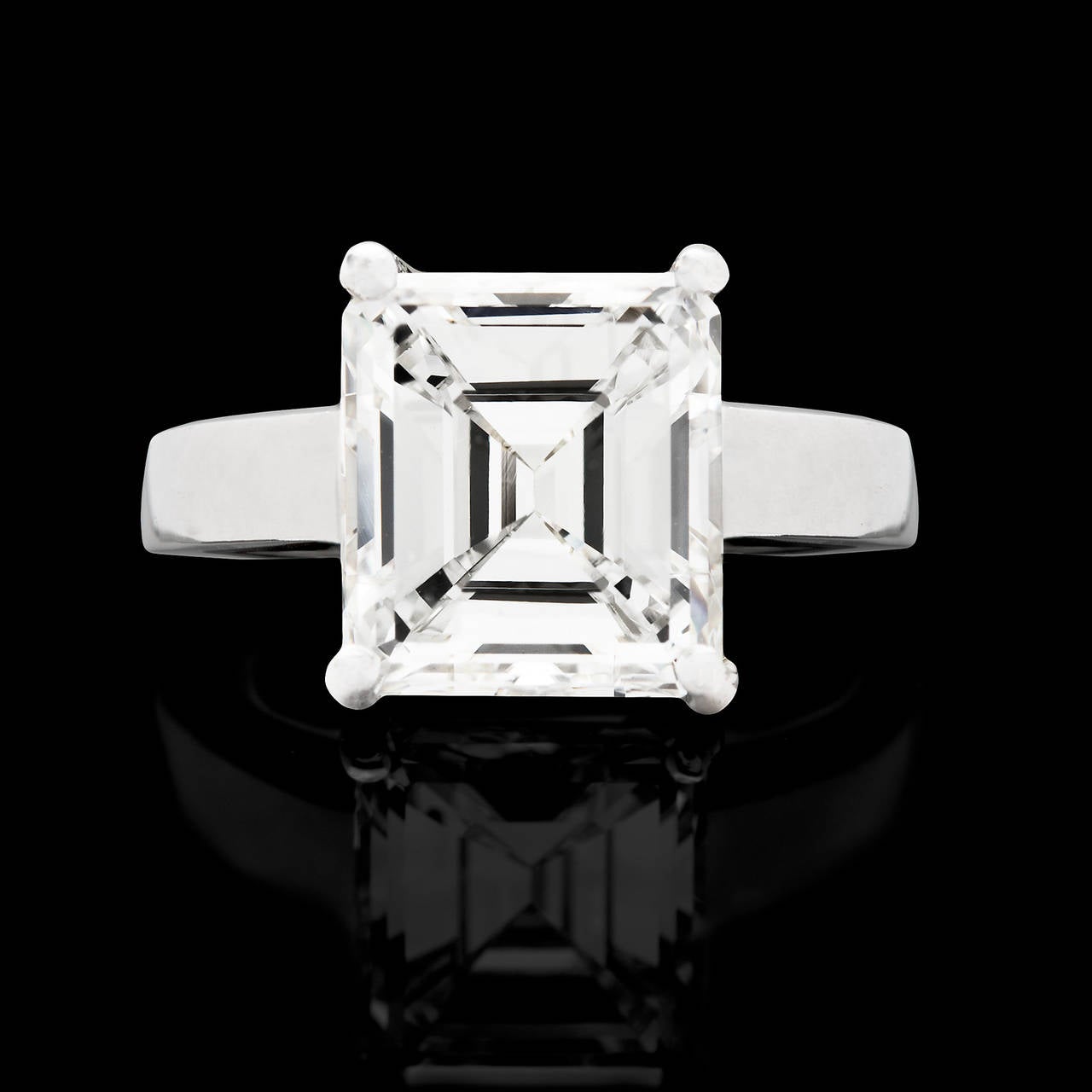 Solitaire Diamond Ring Features a Stunning 2.76 Carat Emerald Cut Diamond in a Platinum Setting. The stone is H color and VS1 clarity and measures 8.57 x 7.71 x 4.96mm. The ring is a size 4.5 and weighs 7.7 grams. GIA Report 6167488330 is included.