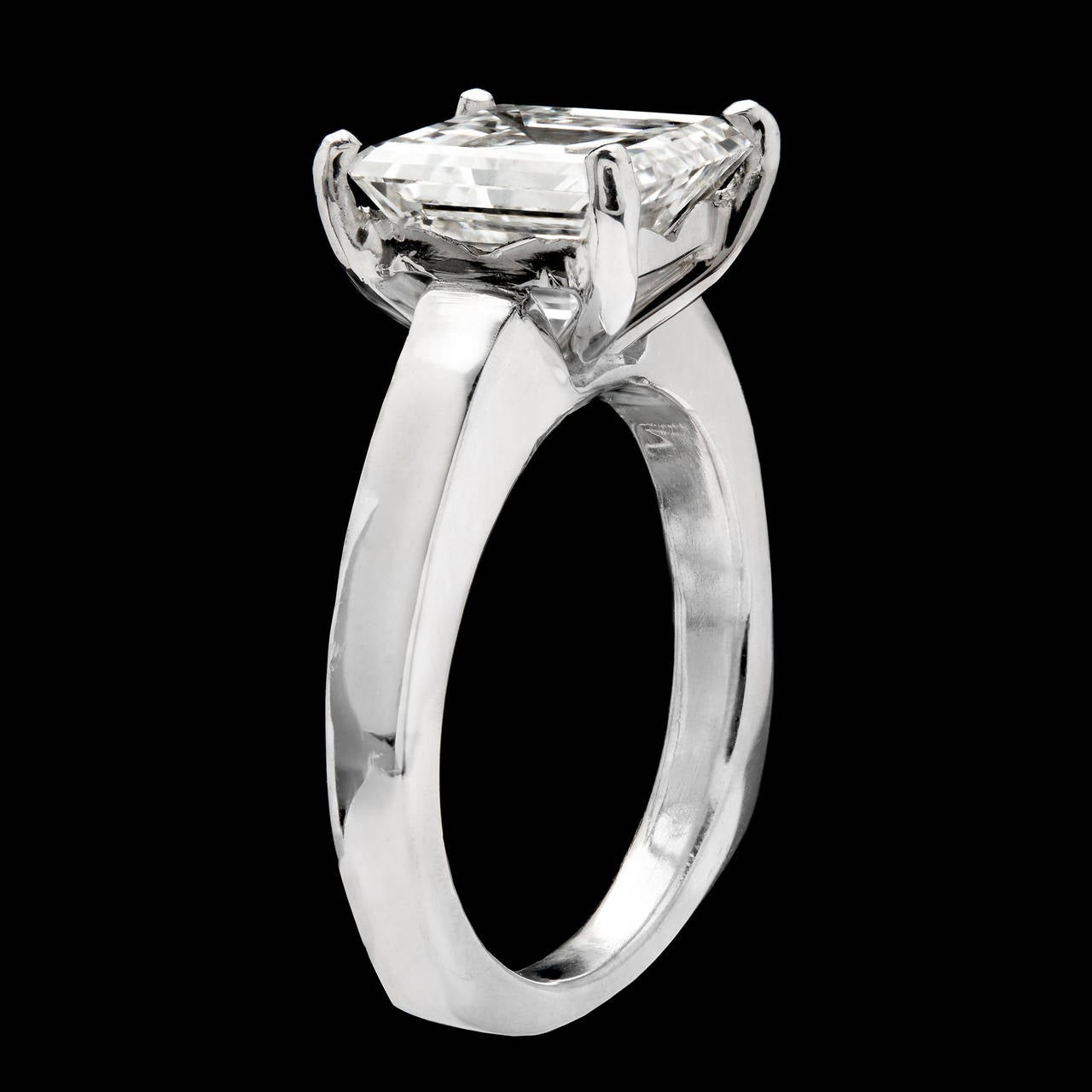 Women's 2.76 Carat GIA Contemporary Emerald Cut Diamond Ring