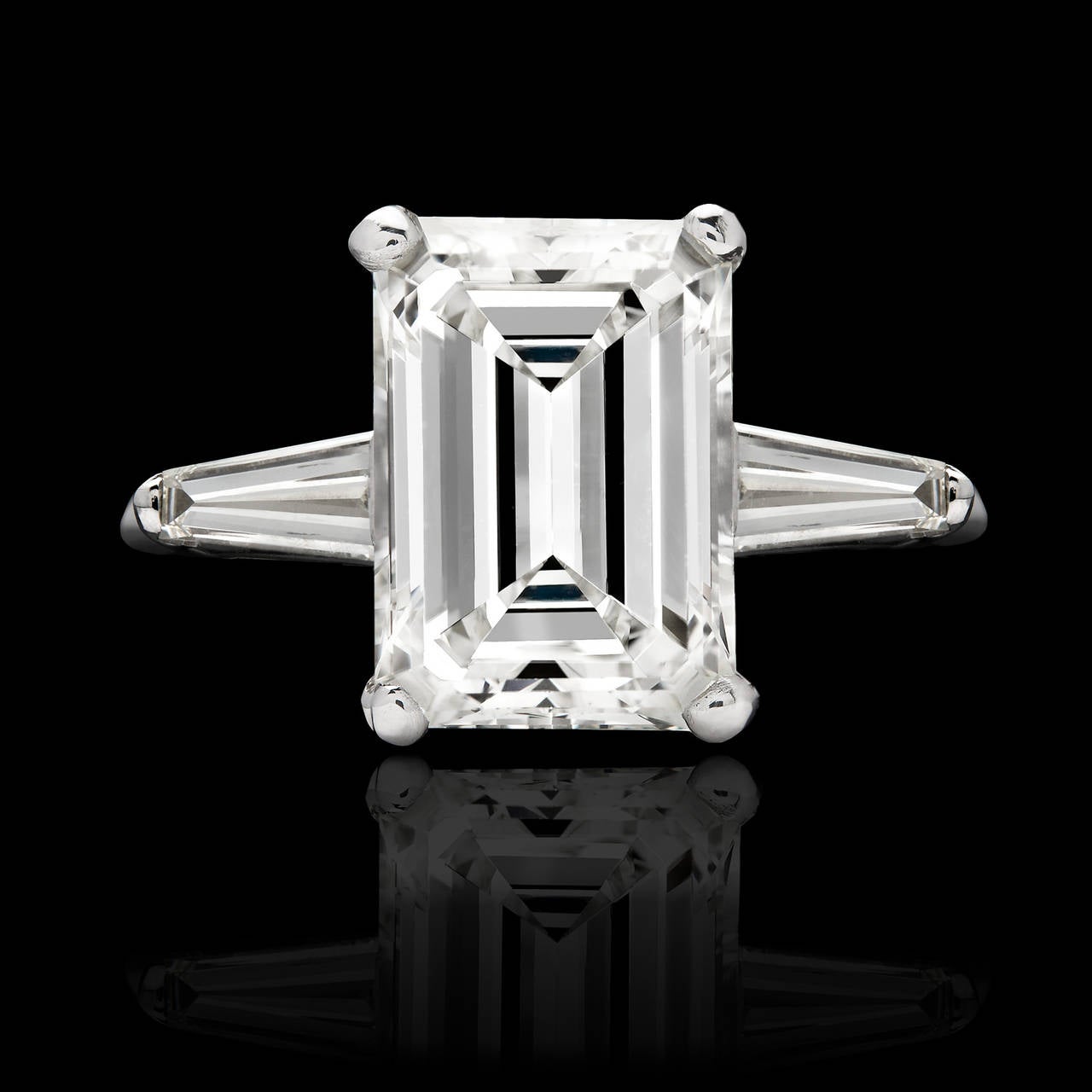 3.26 Carat GIA Emerald Cut Diamond Platinum Wedding Set 1