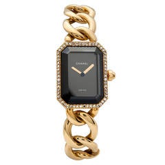 Chanel Gold Plated Chain And Braided Leather Watch