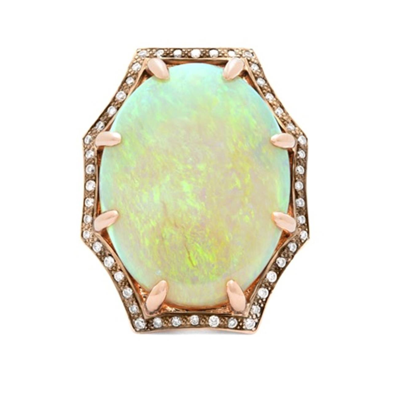 Women's Exceptional 11 Carat Opal Diamond Rose Gold Ring