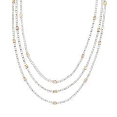 Salavetti Three Strand Diamond Gold Necklace