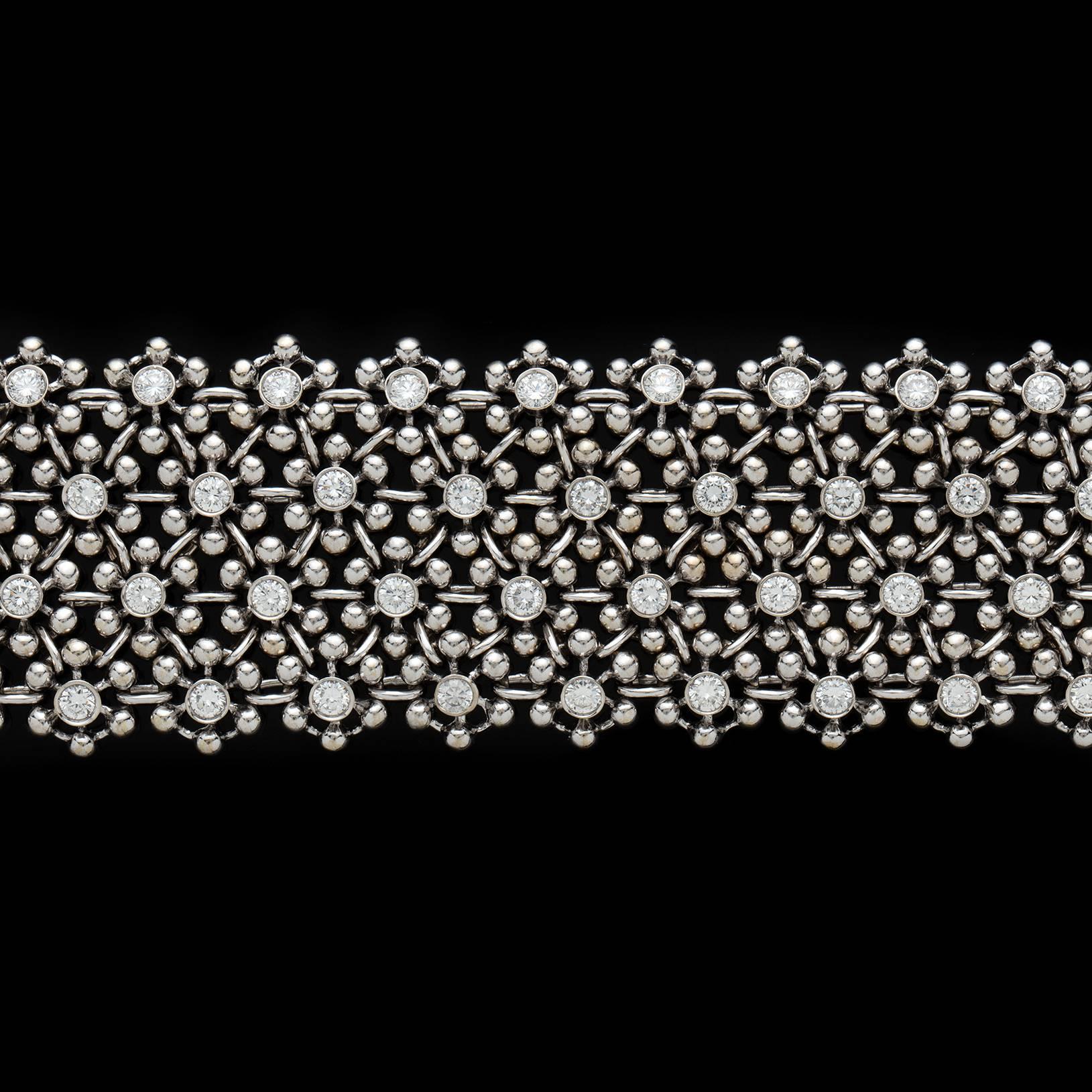 Damiani Breites Diamantgeflecht Weißgold-Armband (Zeitgenössisch)