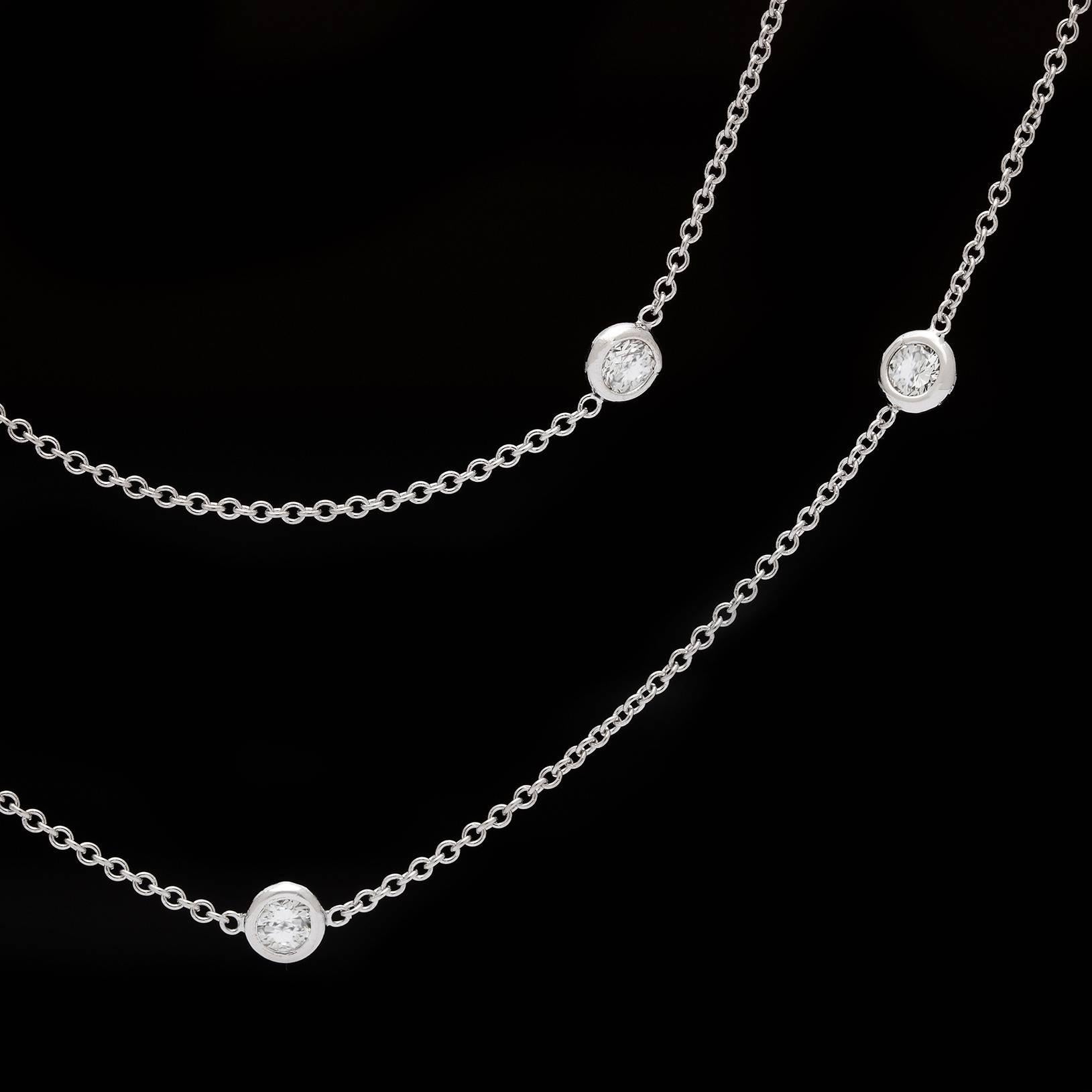 Long Diamond By the Yard White Gold Necklace In Excellent Condition In San Francisco, CA