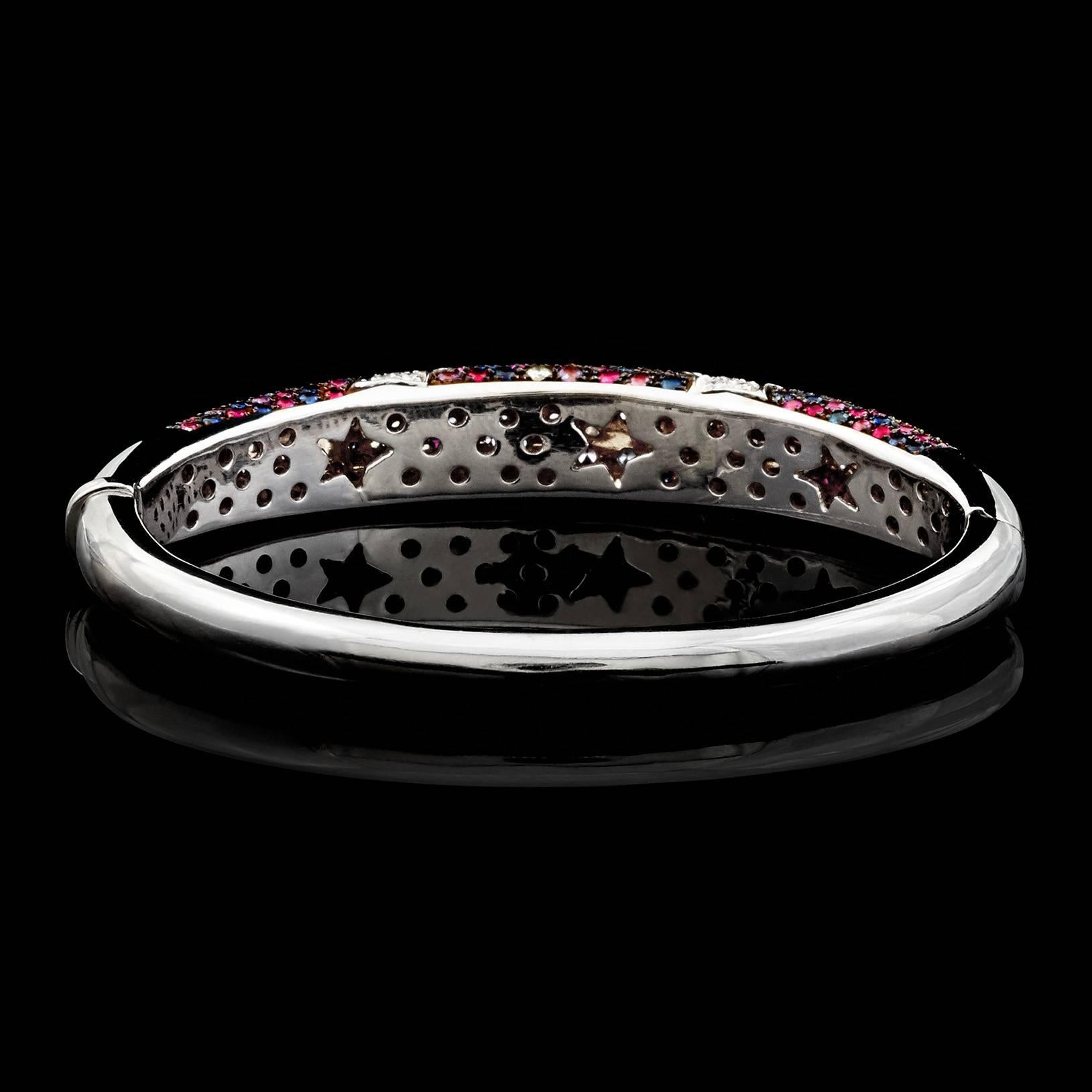 Italienisches mehrfarbiges Armreif mit Saphir-Sternmotiv Damen