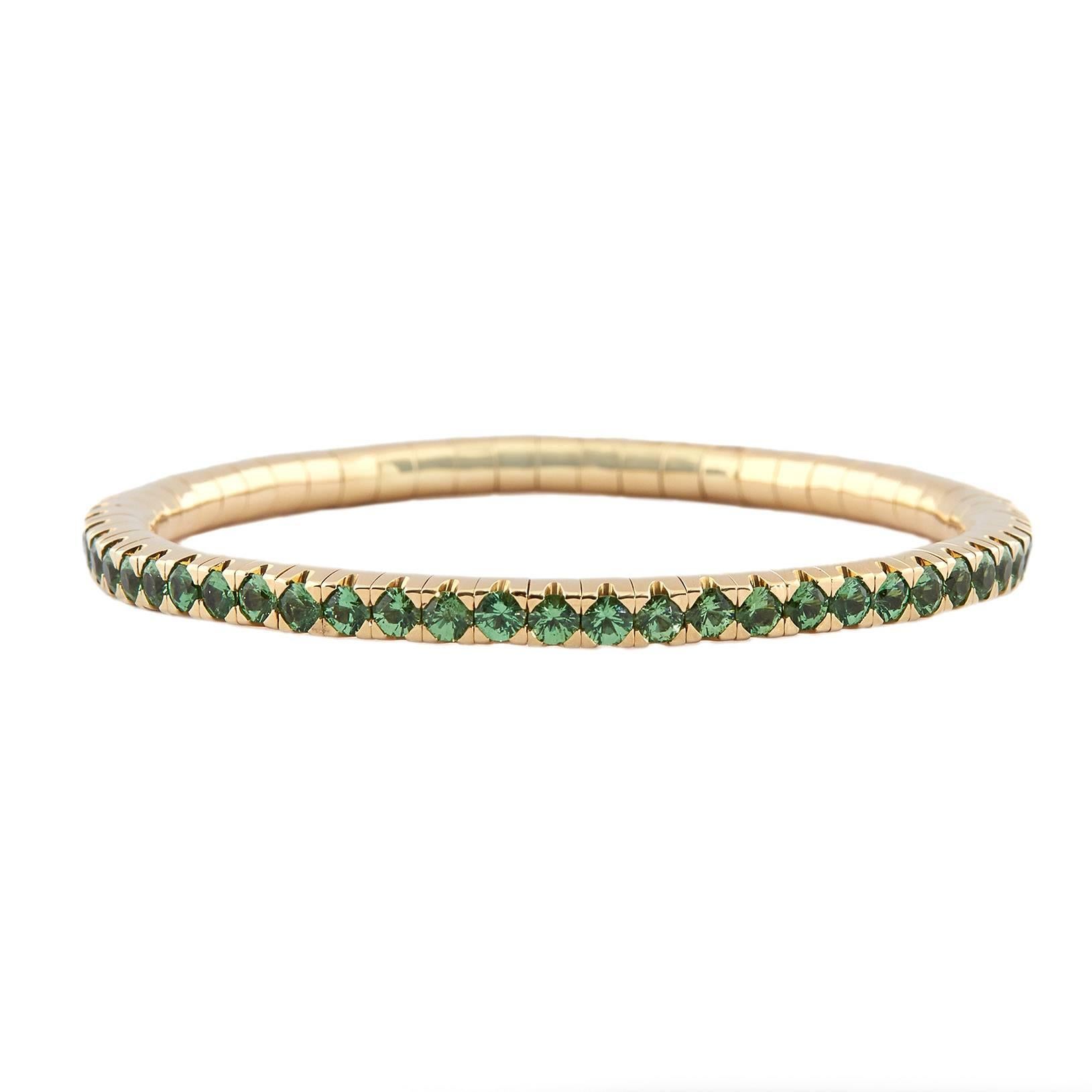 Mattia Cielo Yellow Gold Universo Tsavorite Tennis Bangle Bracelet