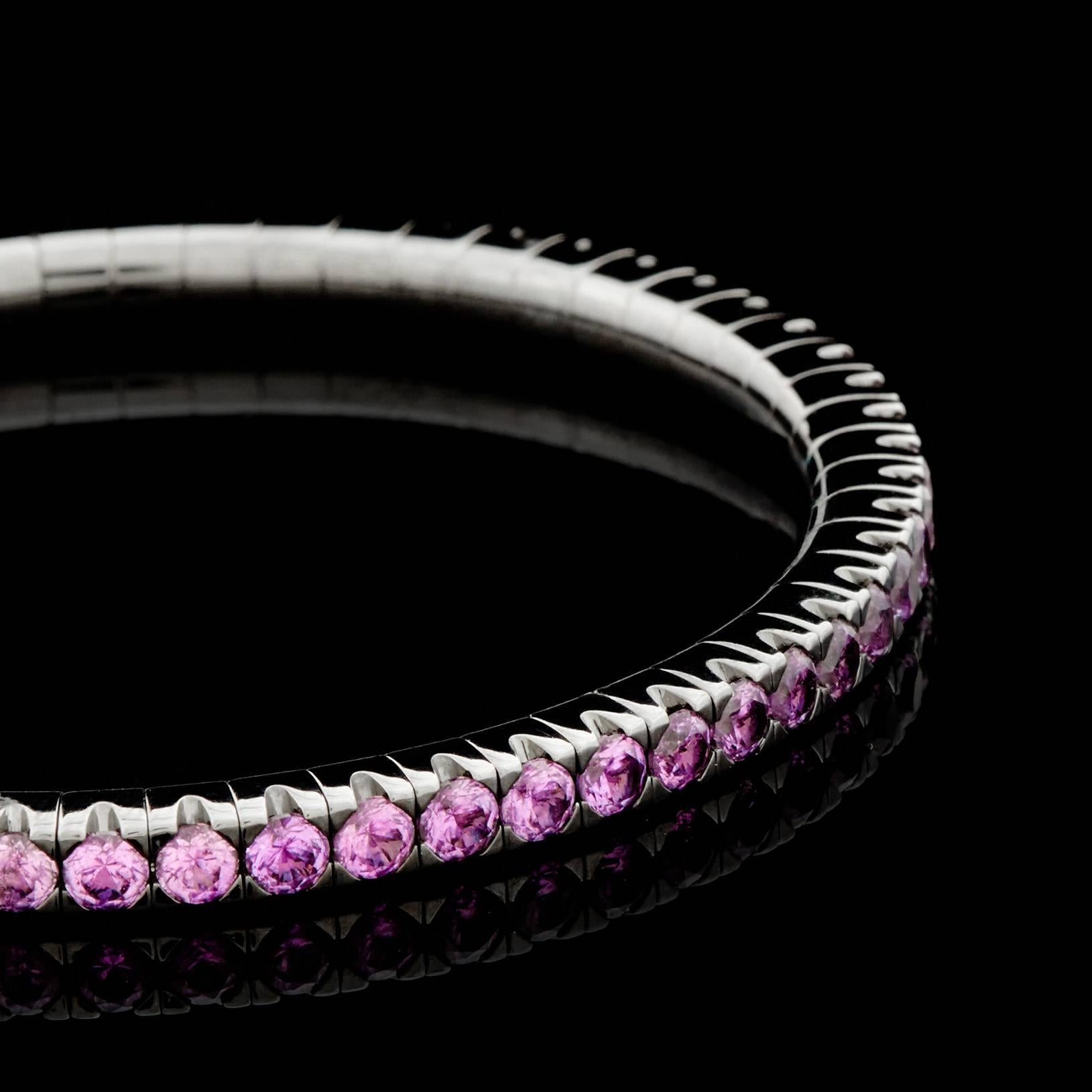 Contemporary Mattia Cielo Pink Sapphire Blackened Gold Bangle Bracelet