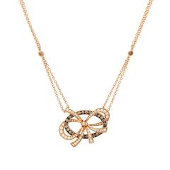 Luca Carati Rose Gold Bow Pendant Necklace