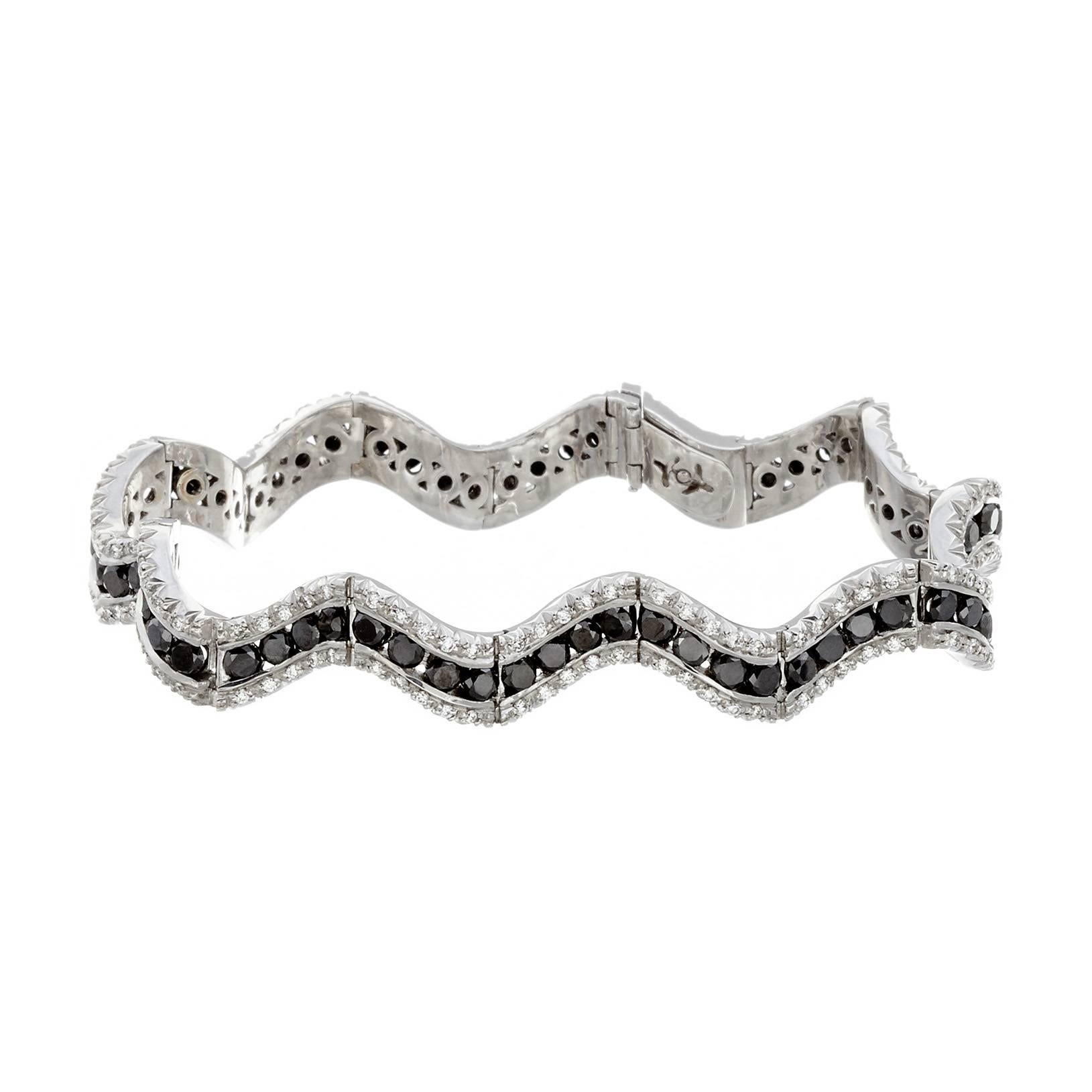 Favero Black & White Diamond and White Gold Bracelet