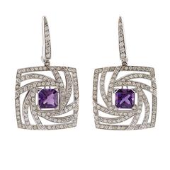 Luca Carati Amethyst Diamond Gold Earrings 11