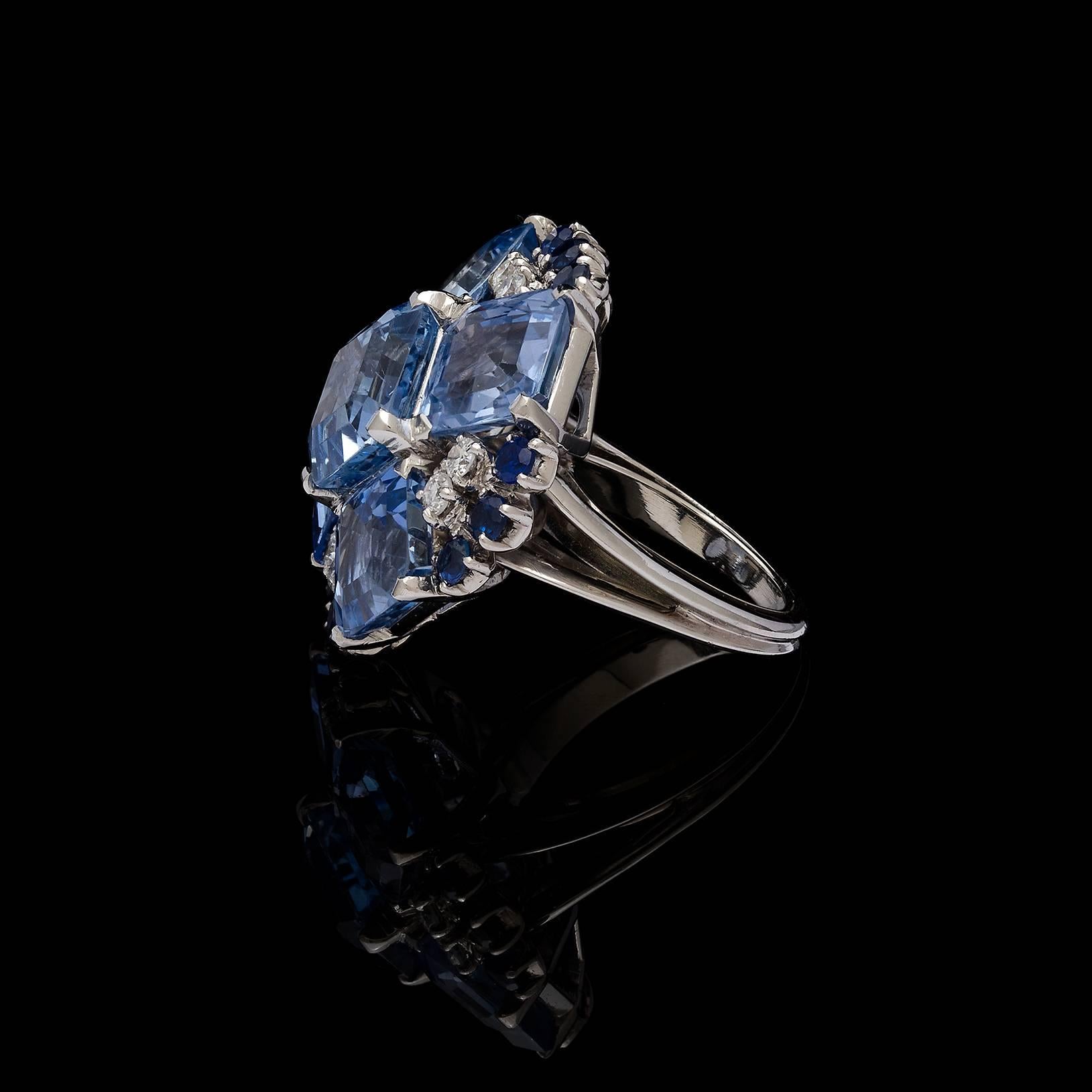 Modern 1950s Oscar Heyman Sapphire Diamond Gold Ring                 