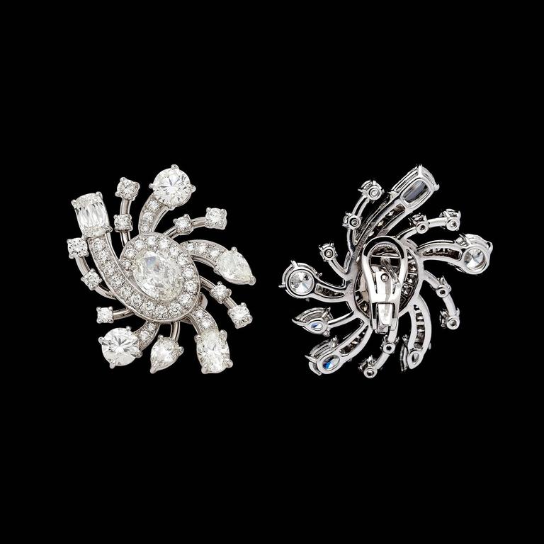 Gia Certified Diamond Platinum Galaxy Earrings For Sale At