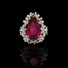 Rubellite Diamond platinum Daisy Bouquet Ring