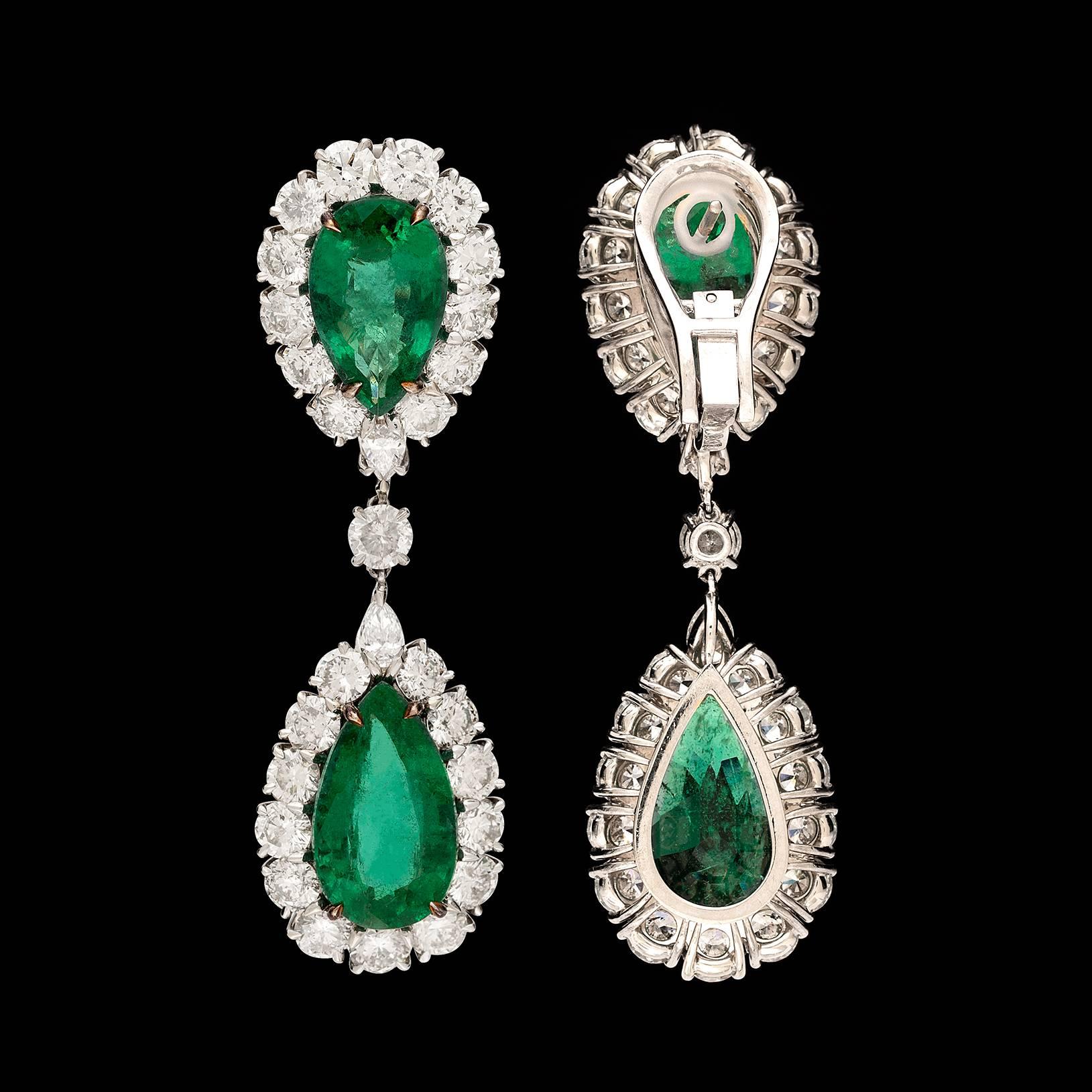 emerald pear earrings