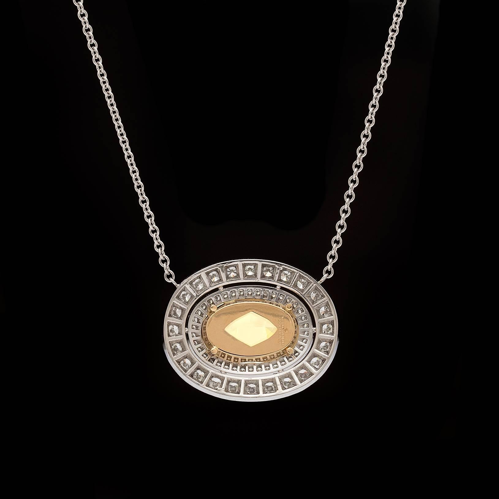 Women's Important GIA Cert 8.49 Carat Fancy Yellow Diamond Pendant Necklace