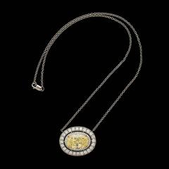 Important GIA Cert 8.49 Carat Fancy Yellow Diamond Pendant Necklace