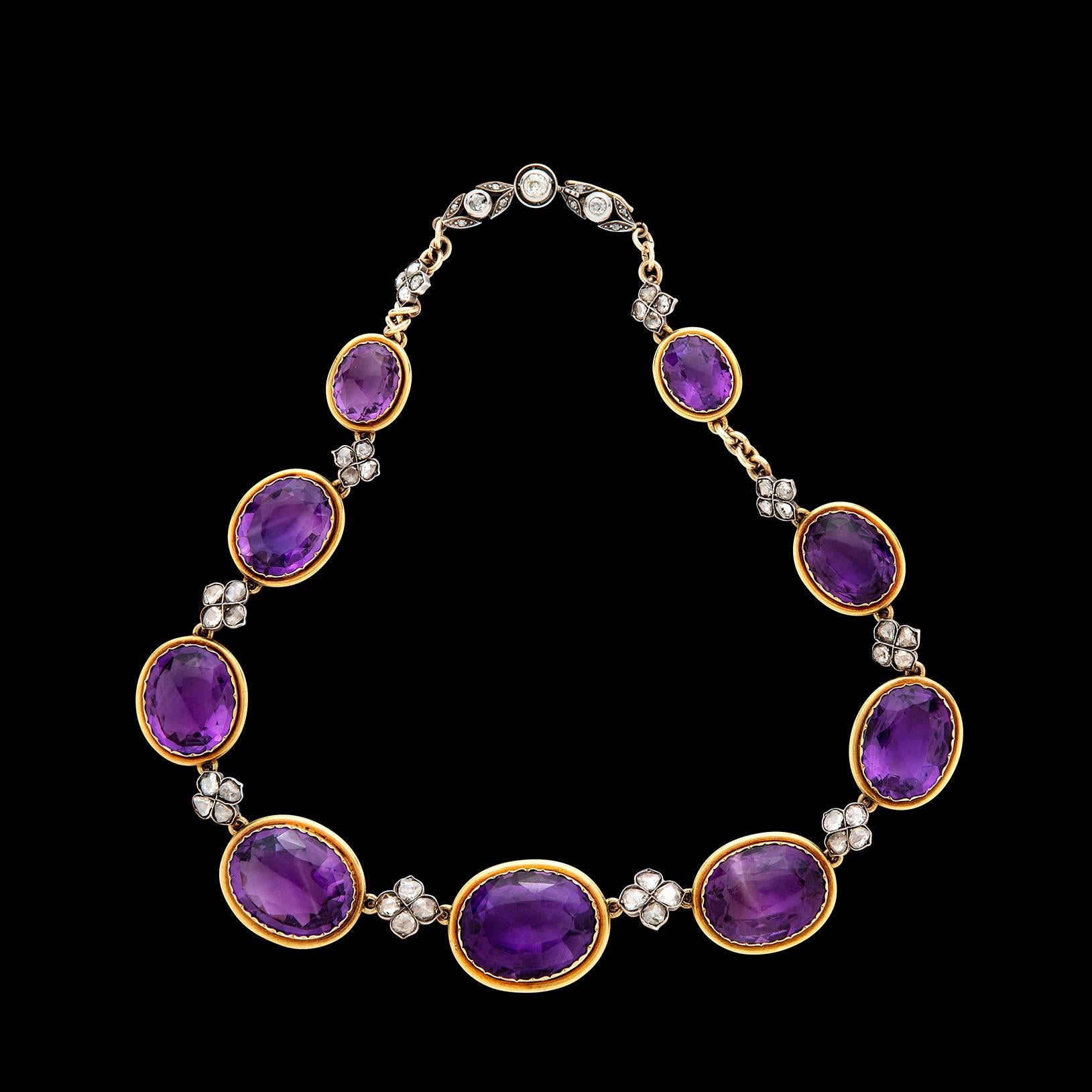 French Amethyst Necklace and Earring Set, circa 1893 In Excellent Condition In San Francisco, CA