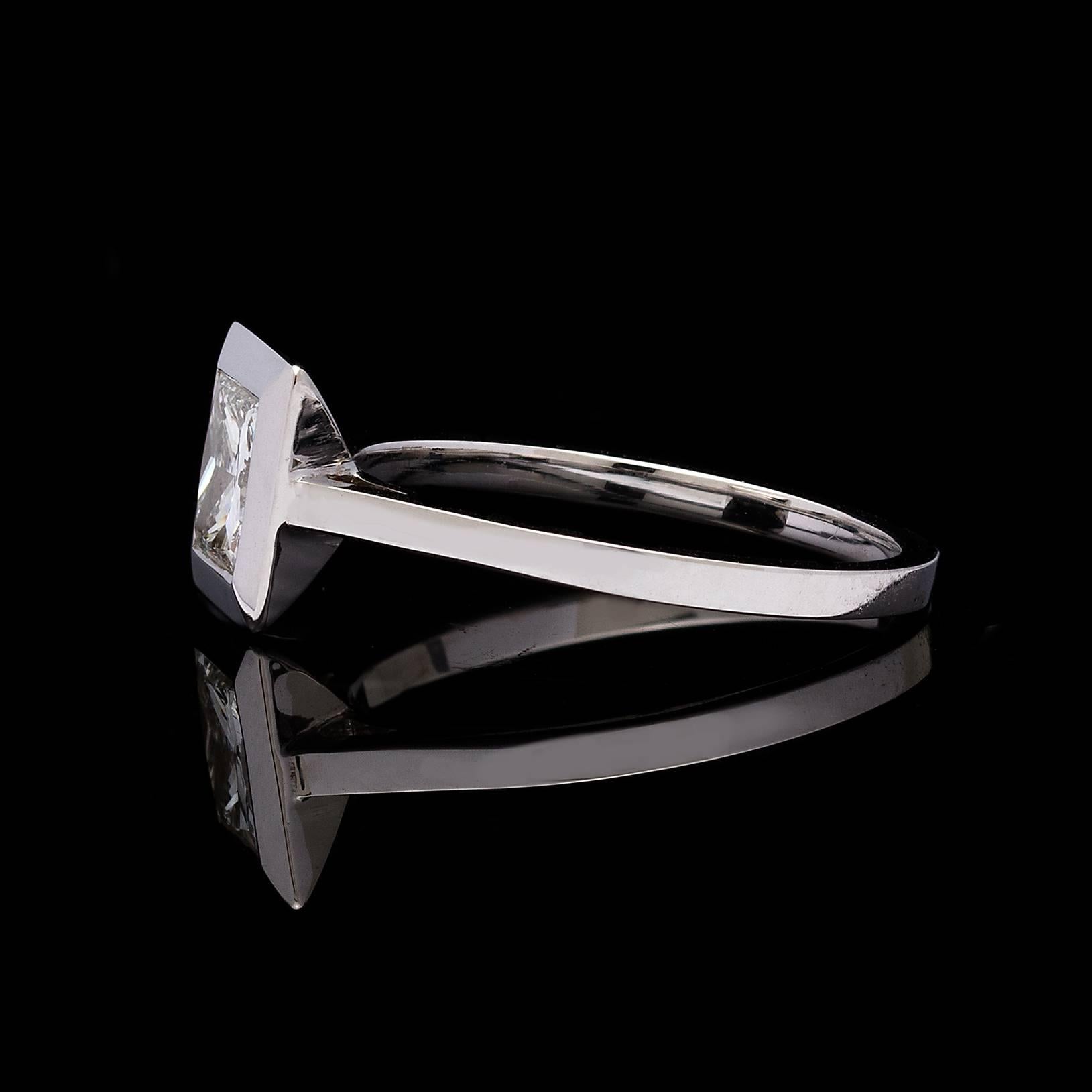 Custom 1.06 Carat GIA Princess Cut Diamond White Gold Ring In New Condition In San Francisco, CA