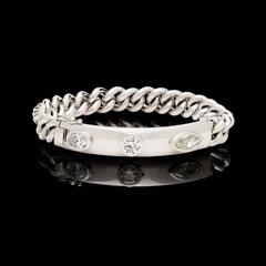 Fancy-Cut Diamond White Gold ID Bracelet