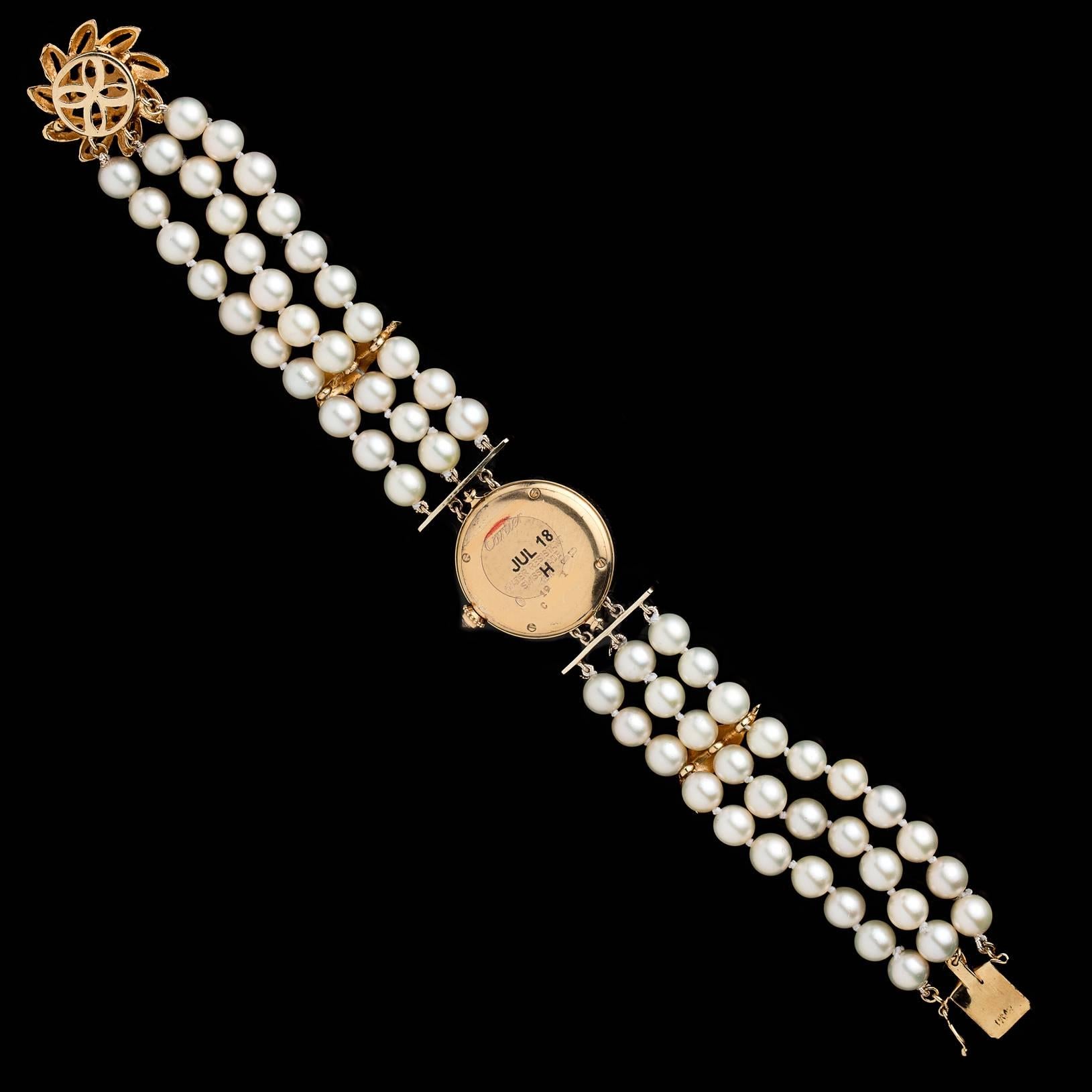 Cartier Ladies Yellow Gold Diamond Pearl One-of-a-Kind Wristwatch 1