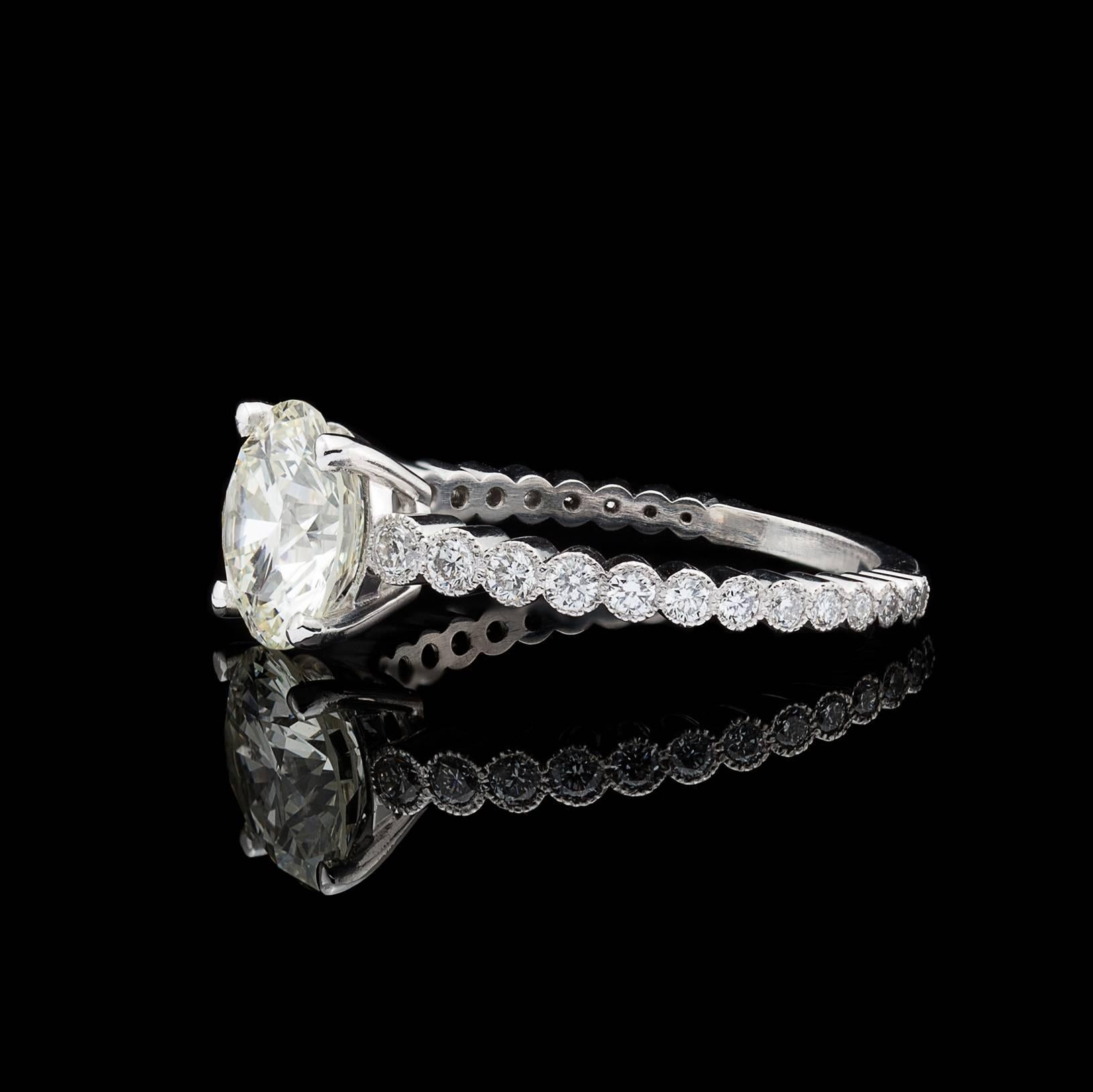 Custom French GIA 2.06 Carat Round Diamond Platinum Ring  In New Condition In San Francisco, CA