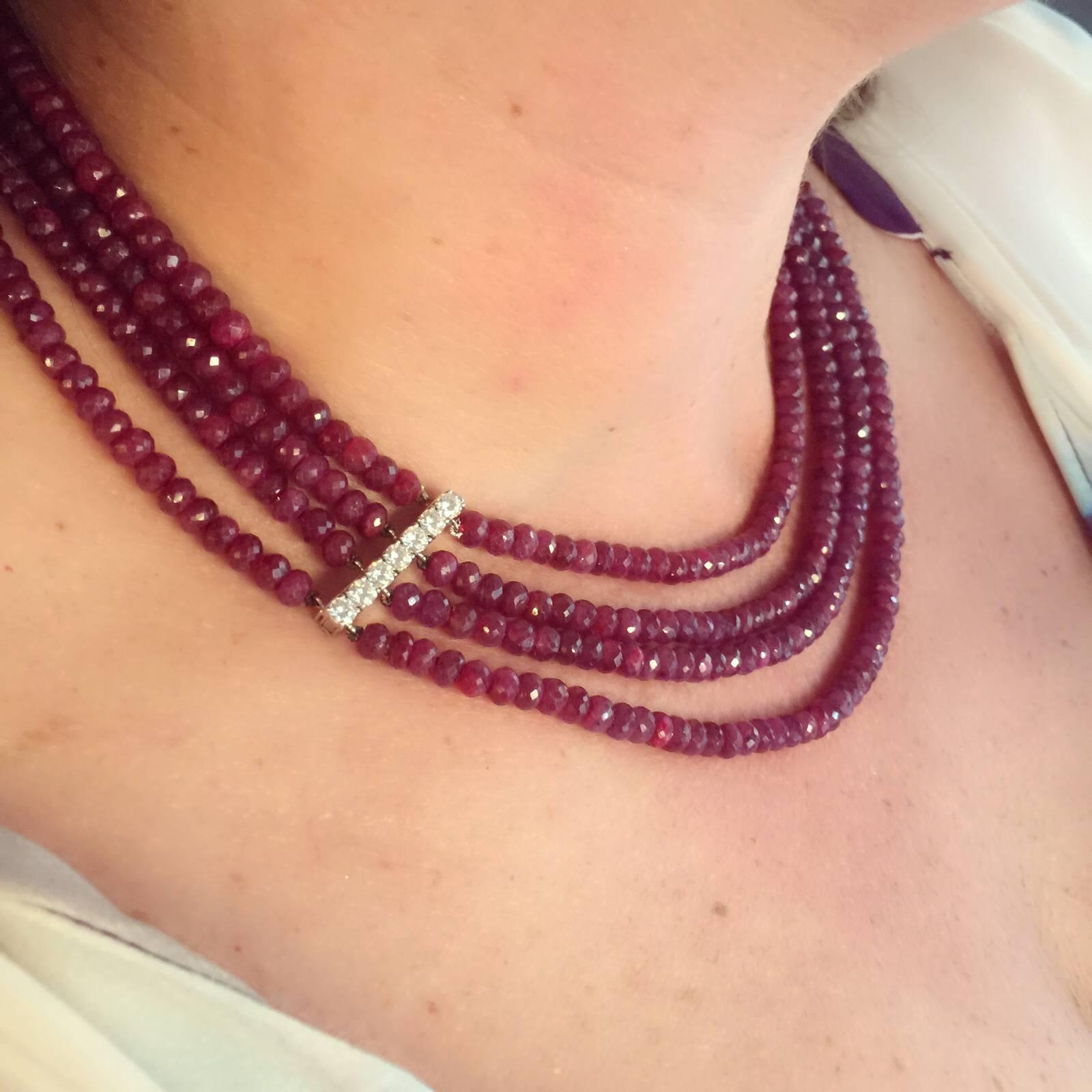 Ruby Necklace on Rare Van Cleef & Arpels Diamond Clasp 1