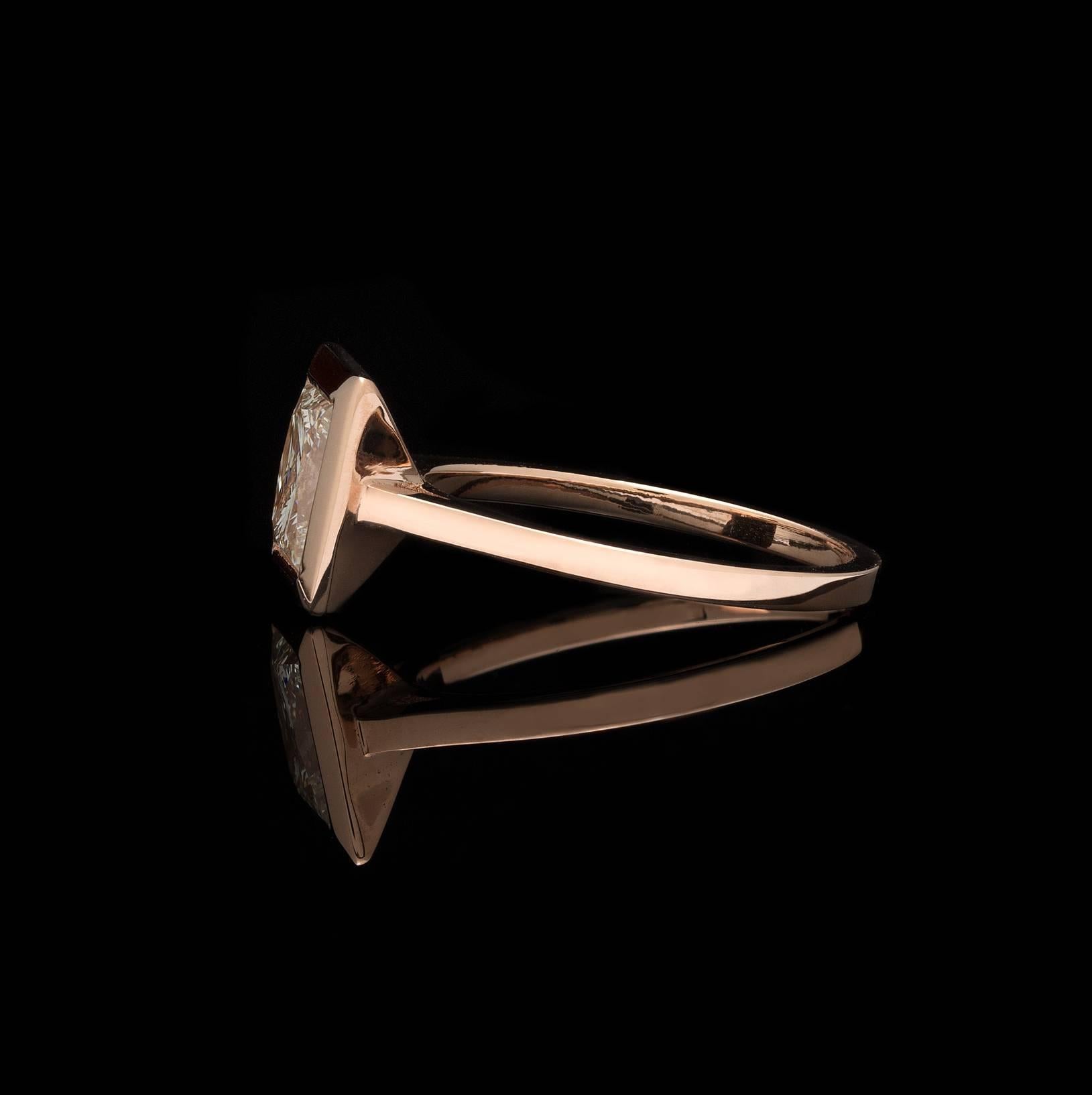 GIA 2.02 Carat Princess Cut Diamond Rose Gold Ring  In New Condition In San Francisco, CA
