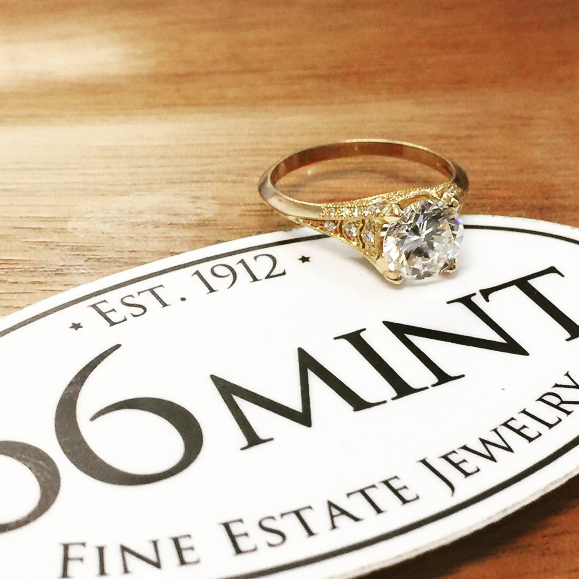Women's Custom French Ring Featuring GIA 1.53 Carat Round Diamond