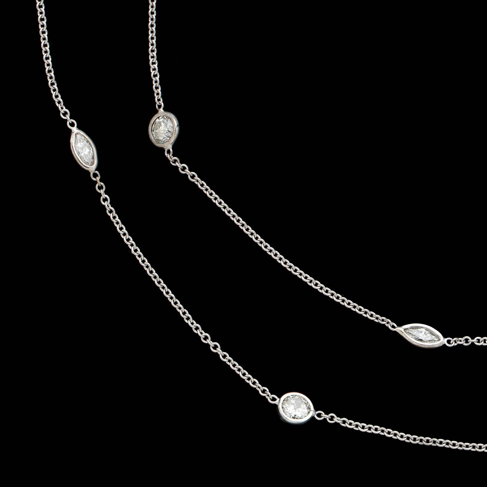 Modern Diamonds by The Yard Necklace Featuring Rounds and Marquises