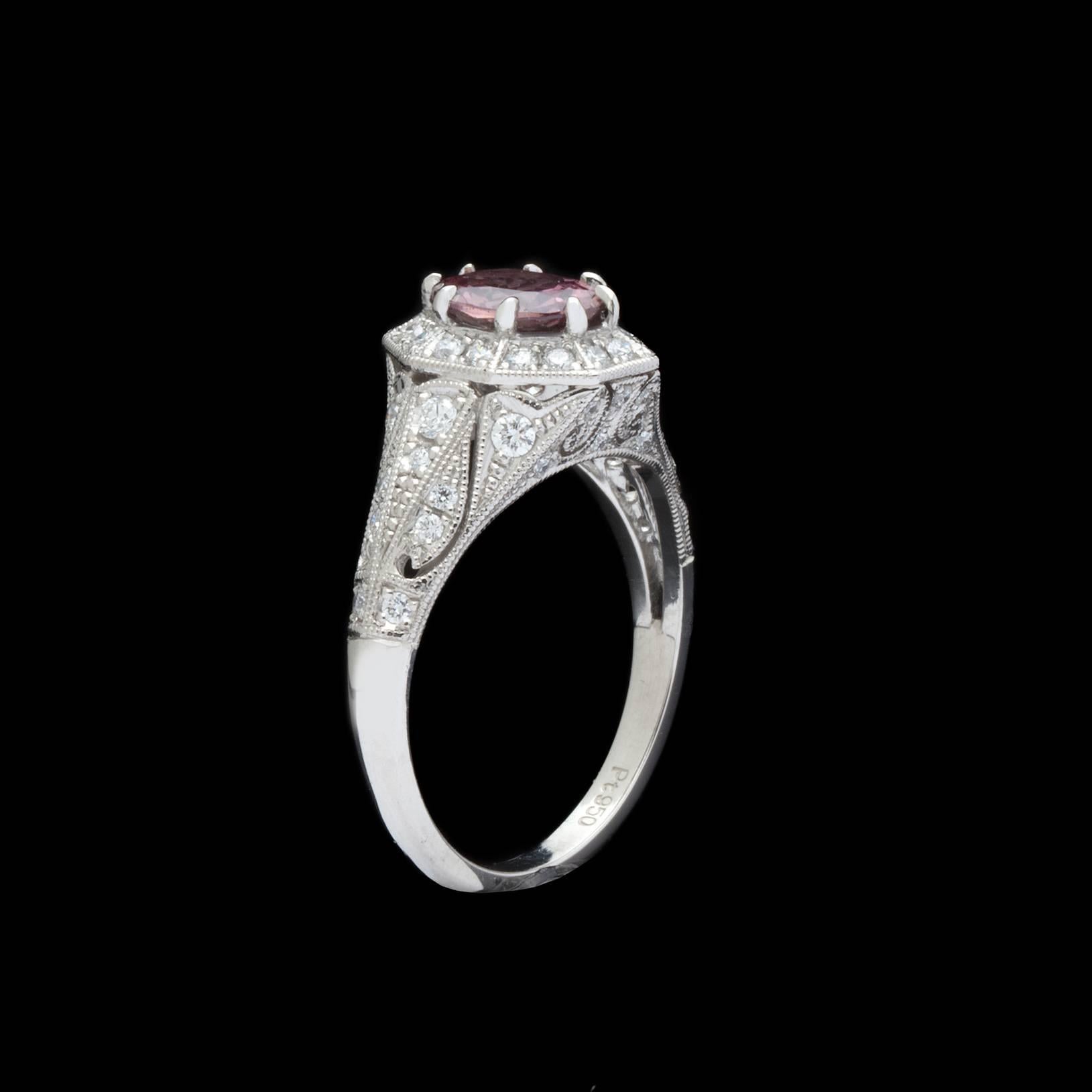 Custom Platinum Ring Featuring 1.40 Carat GIA Unheated Sapphire In New Condition In San Francisco, CA