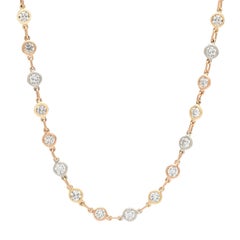 Impressive 19.80 Carat Rose White Yellow Gold Diamond Line Link Necklace