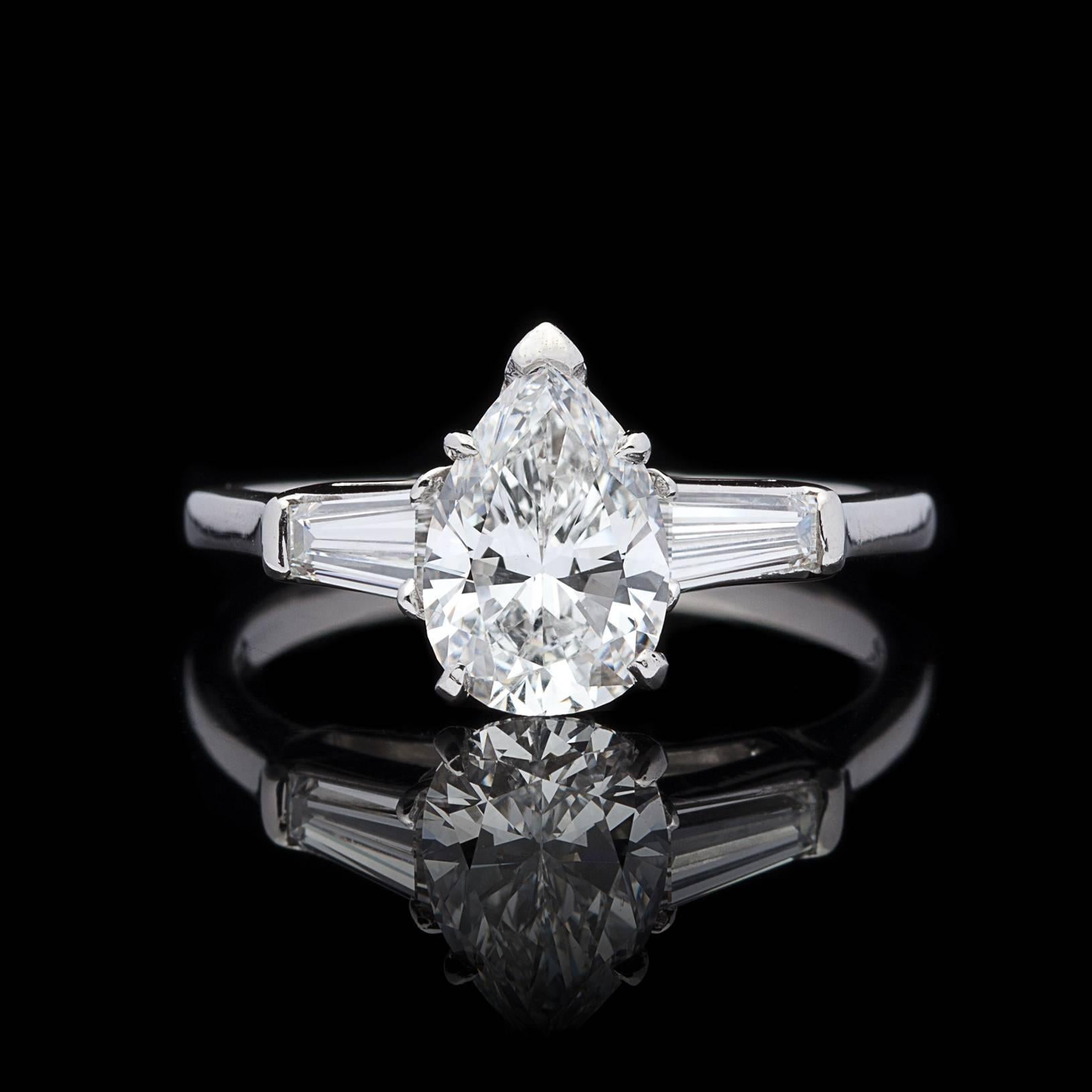 1.3 carat pear shaped diamond ring