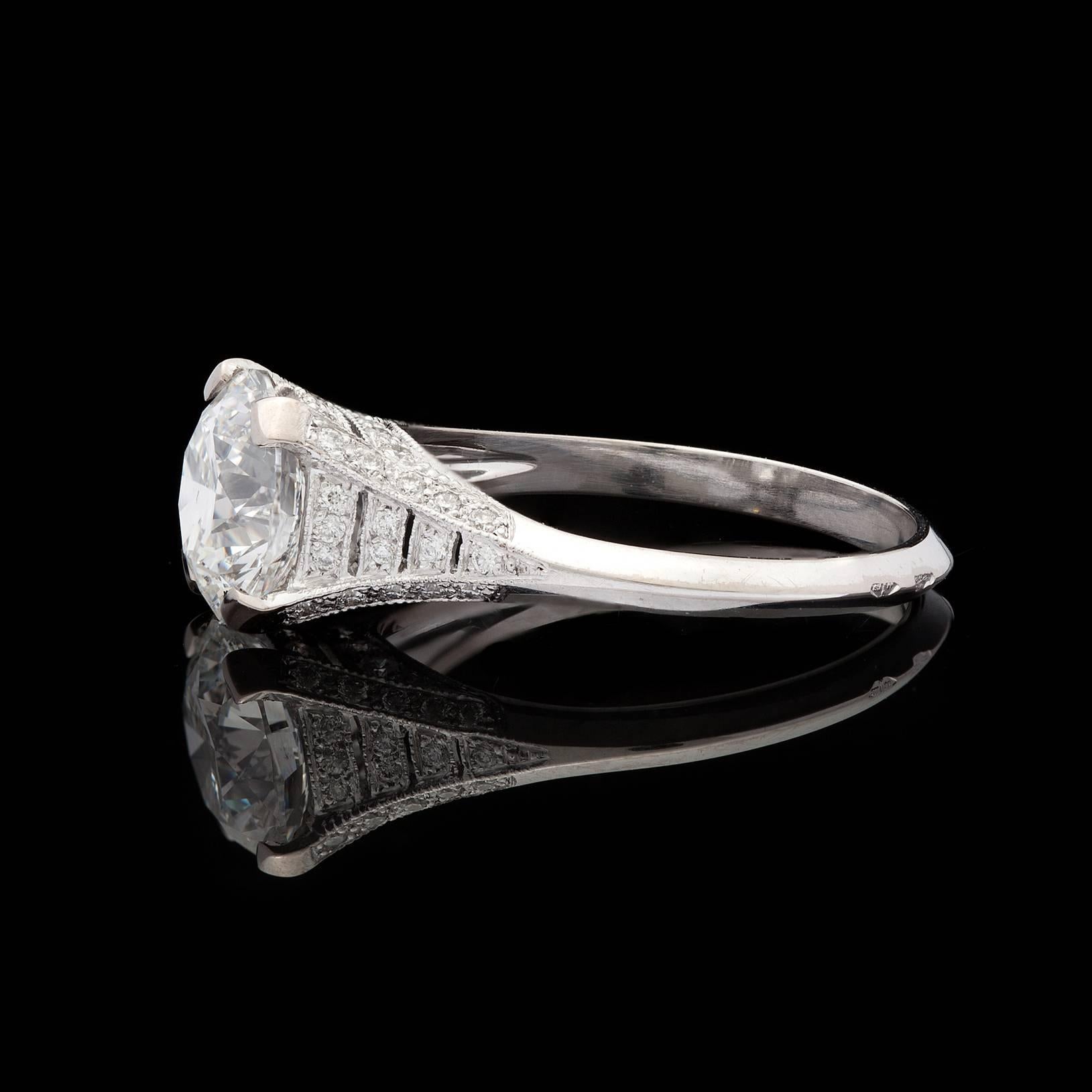 Phenomenal 2.04 Carat F/VS1 in Custom French Mounting In New Condition In San Francisco, CA