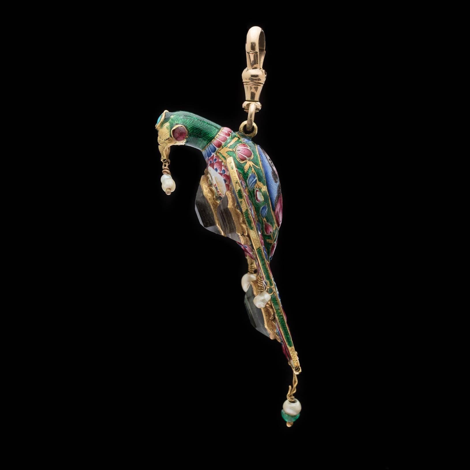 Qajar Enameled Gold Pendant, Iran, 19th Century In Excellent Condition In San Francisco, CA